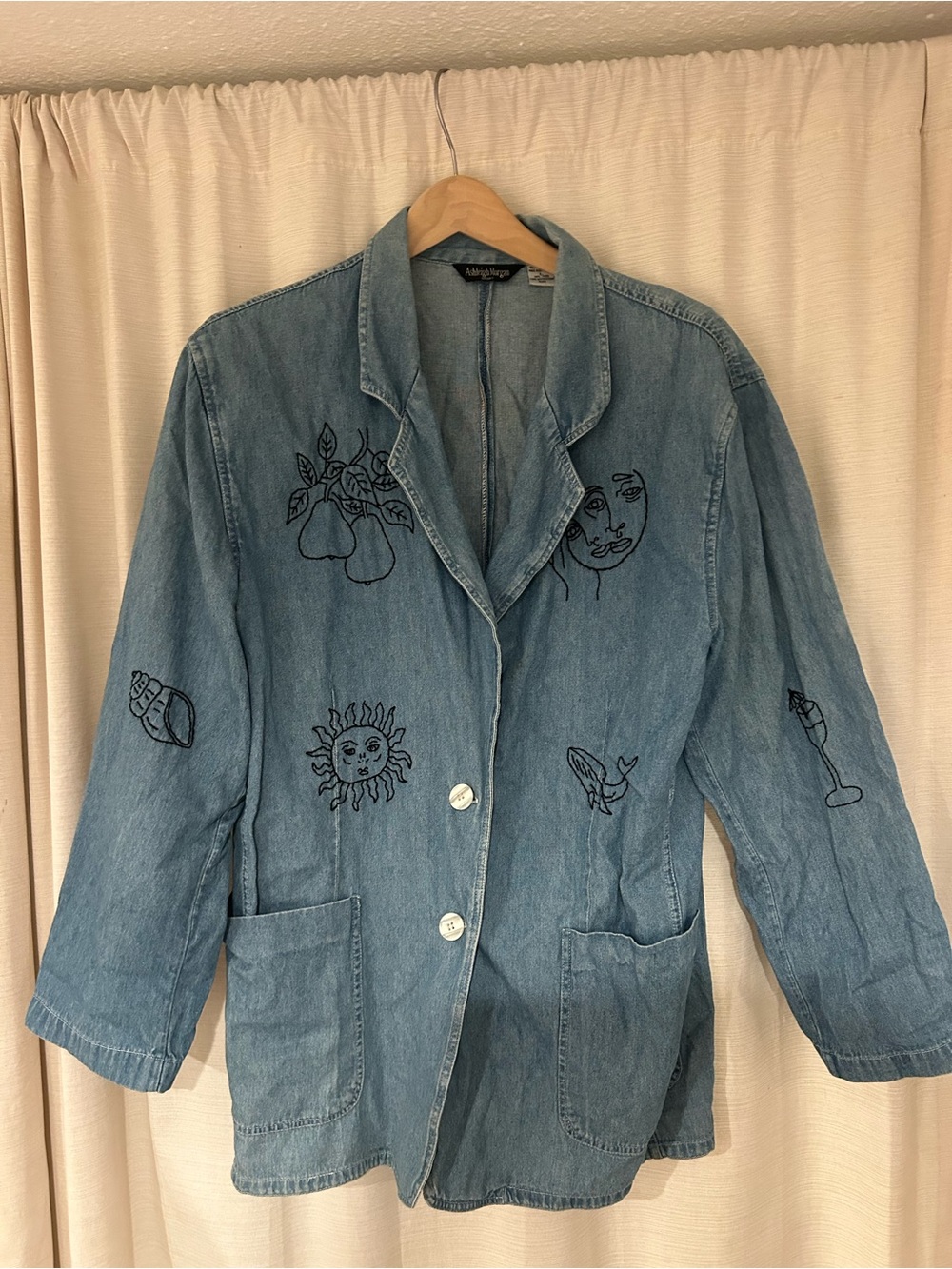 Hand Embroidered Denim Blazer